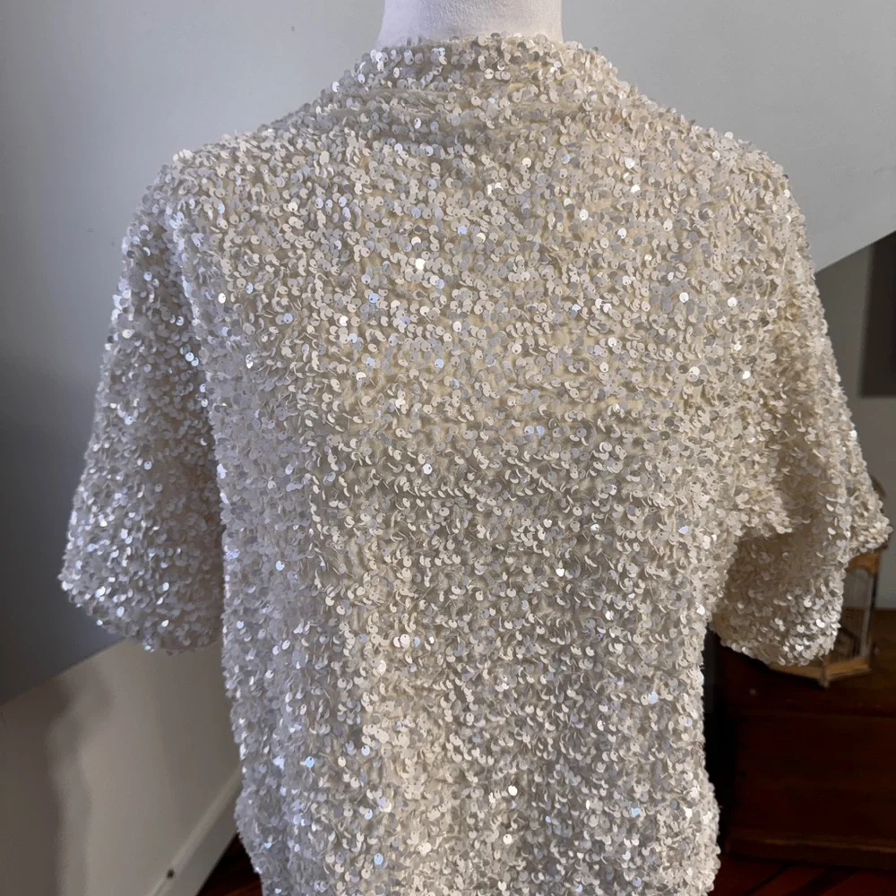 H&M Cream Sequin Blouse - Picture 2 of 8